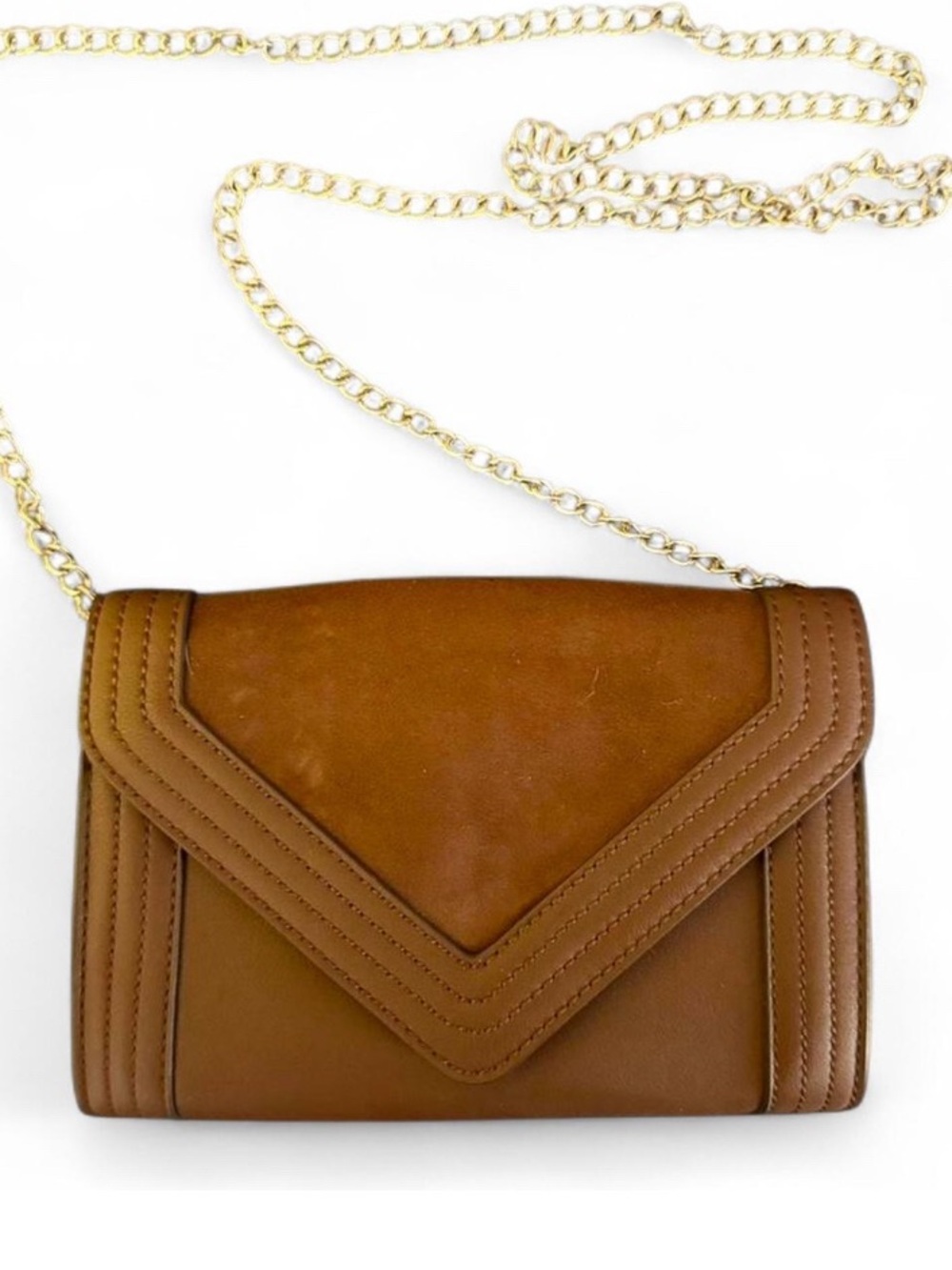 Aldo Tan Envelope Crossbody with Gold Chain Strap
